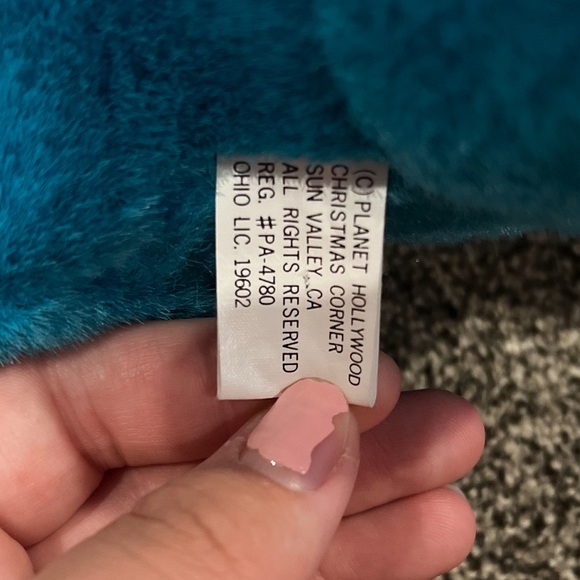 Vintage 90s Planet Hollywood Blue Dinosaur Stuffed Plush Animal w Orlando Shirt - Picture 8 of 9